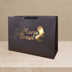 Sacola de Papel Preta Personalizada 25x12x33 (horizontal)